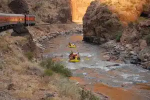 Rafters on the Arkansas River with the Train