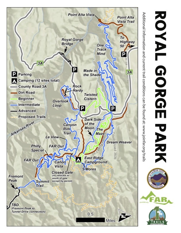 Royal Mountain Trail Map Royal Gorge Park Trails System - Royal Gorge Region