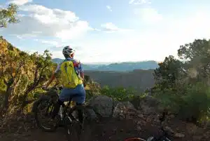 Woman Bicyclist Enjoying Her View