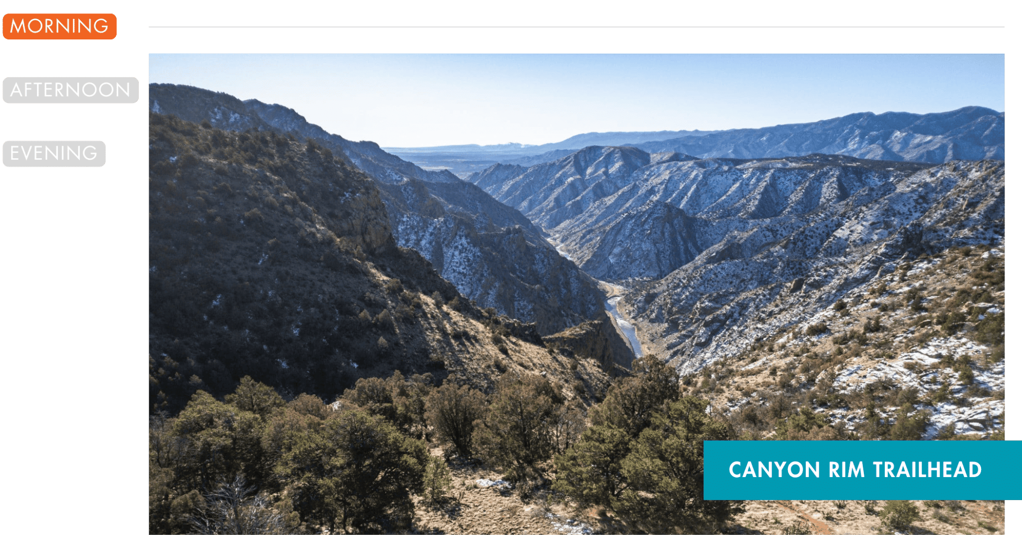 Winter Itinerary - Morning at Canyon Rim Trailhead