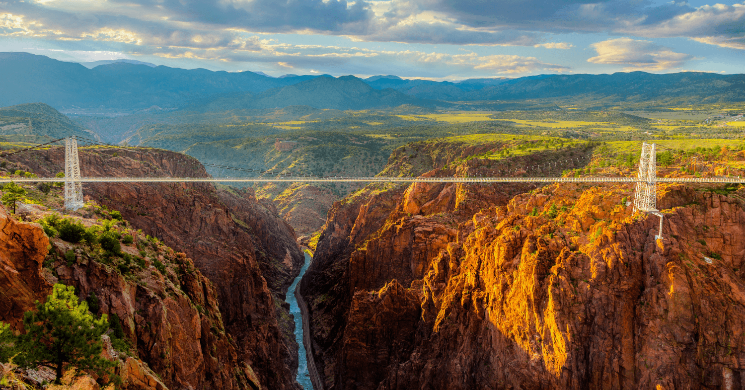 Panoramic view of the royal gorge bridge and canyon